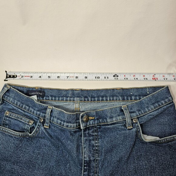 Lot of 2 Lands End Straight Leg Jeans Mens Size 34x24 Medium Blue Cotton Denim - Picture 6 of 14